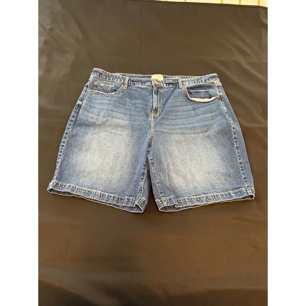 Lane Bryant Womens Denim Shorts Size 22 Medium Wash Five Pocket Casual Summer